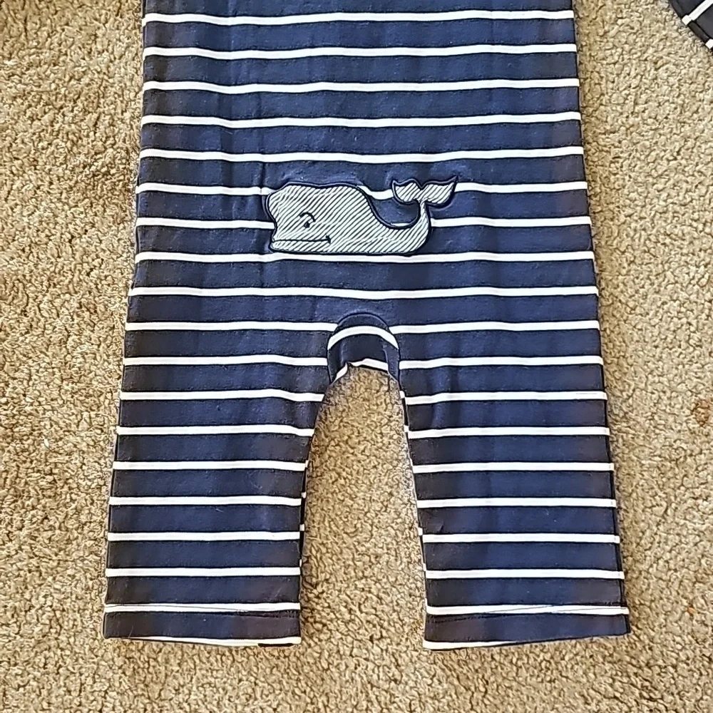 Vineyard Vines Navy Striped Whale Romper